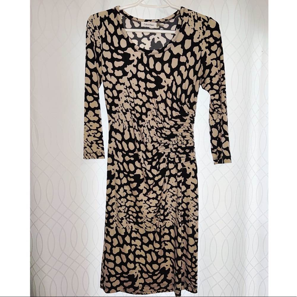 Calvin Klein midi black and beige dress